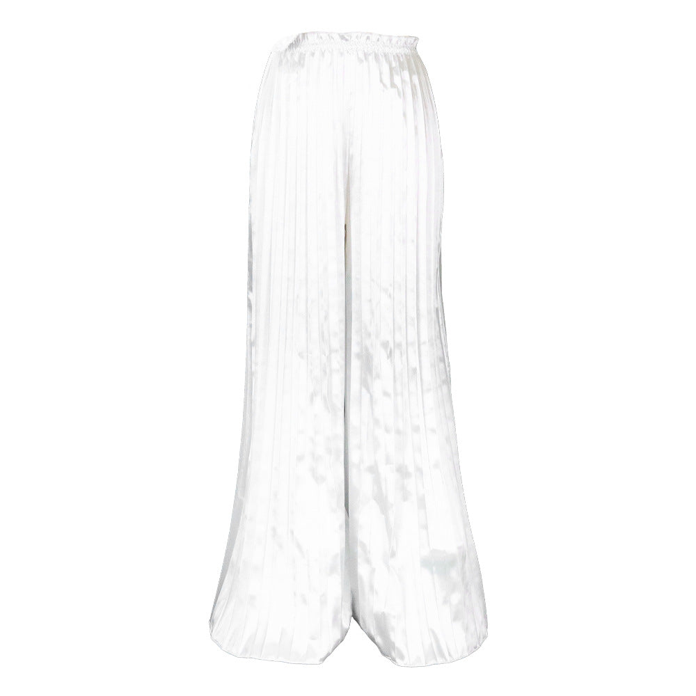 Women's Solid Color Casual Loose Pleated Wide-leg Trousers