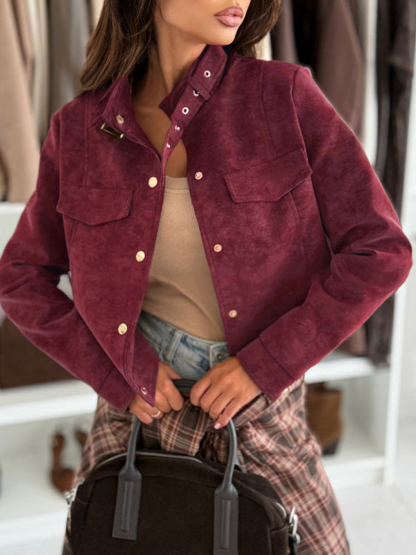 Women's Zipper Short Chic Suede Jacket