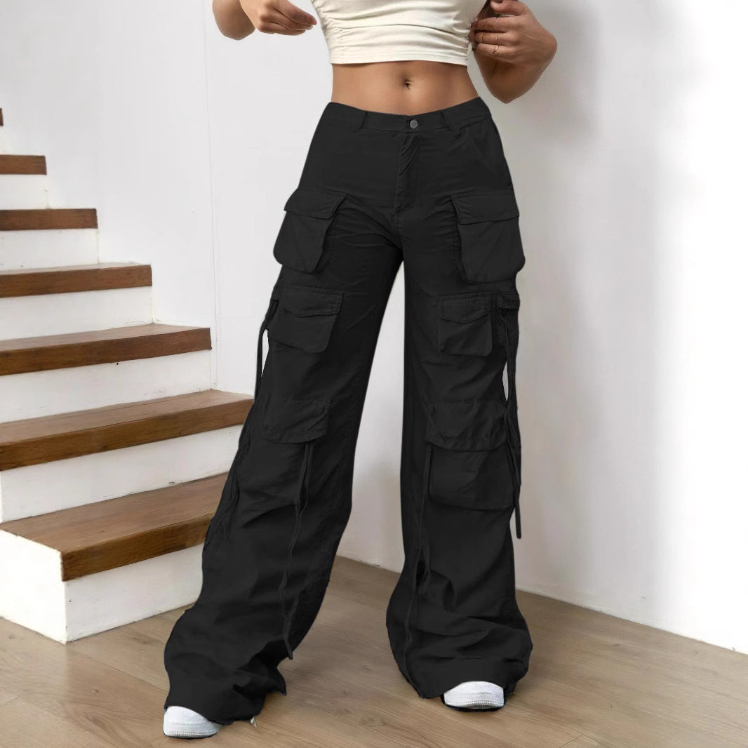 Functional American Multi-pocket High Street Wide-leg Casual Pants