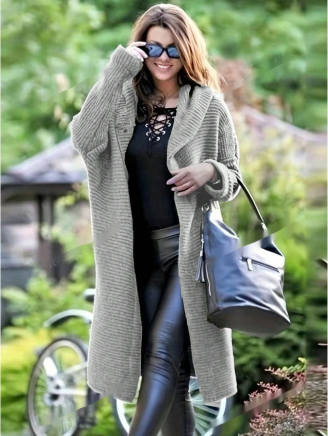 Solid Hooded Button Front Cardigan