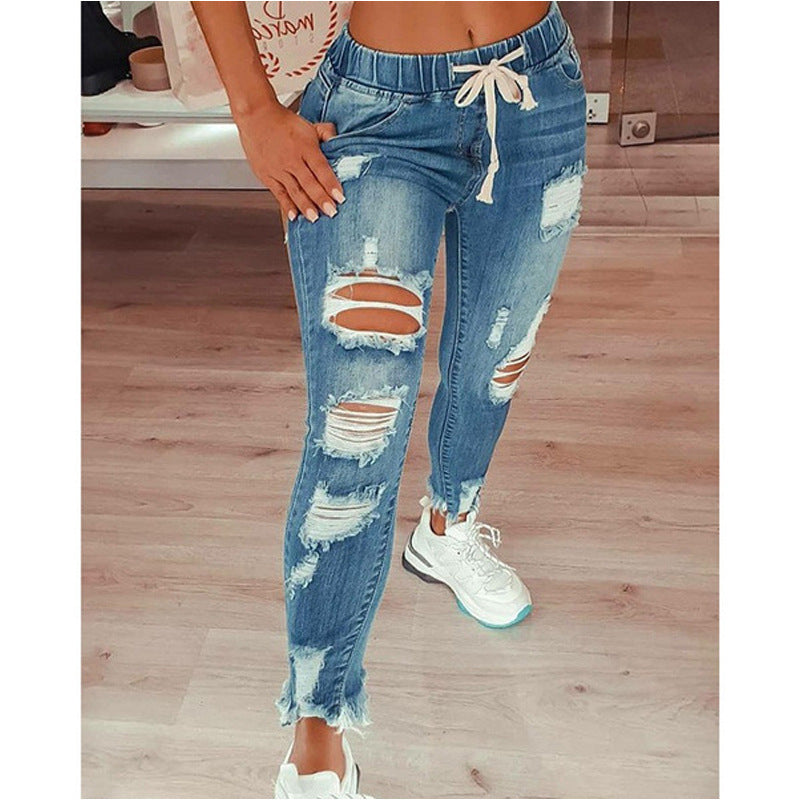 Cross-Border an Amazon Hot-Selling European And American Women's Jeans Slim Slimming Women's Jeans Trousers