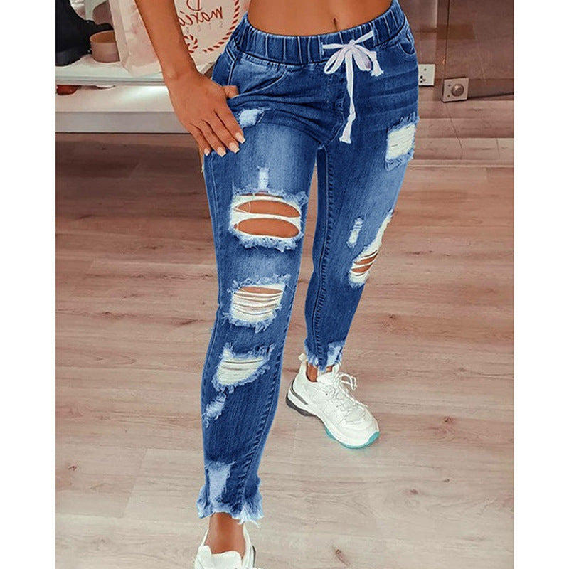 Cross-Border an Amazon Hot-Selling European And American Women's Jeans Slim Slimming Women's Jeans Trousers