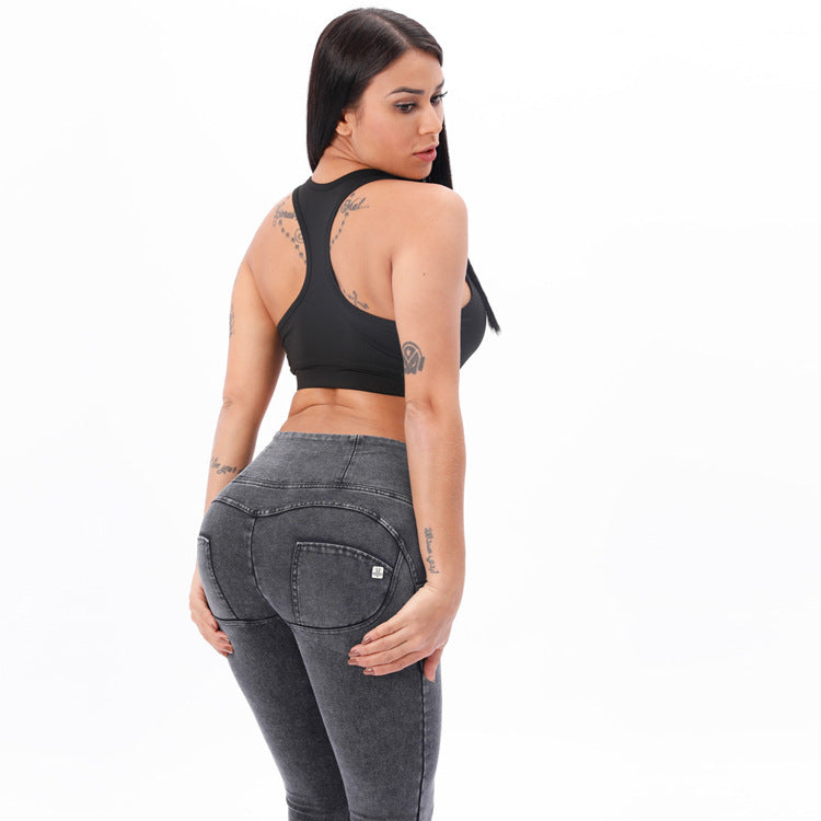 Jeans Sports Leggings Women'S High Waist Hip Body Pants Summer Dance Yoga Fitness Pants