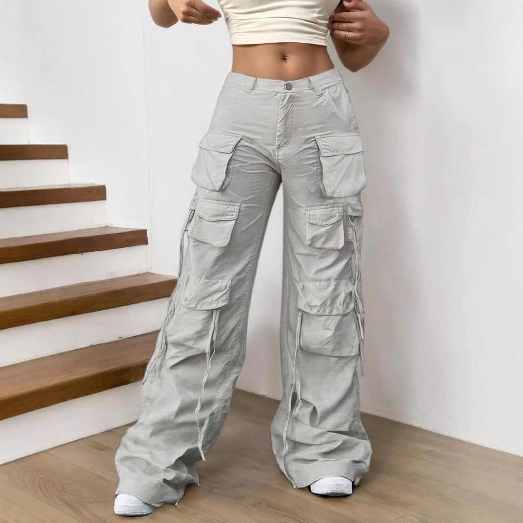 Functional American Multi-pocket High Street Wide-leg Casual Pants