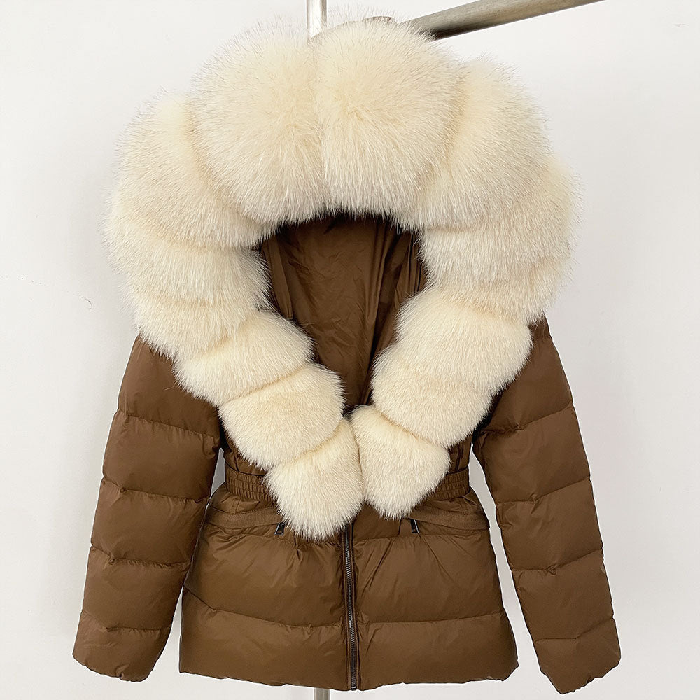 Short Women's Thickened Slim Fit Waist-tight Fur Down Jacket