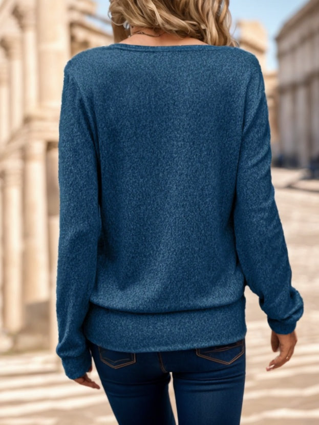 Clasi Solid Square Neck Sweatshirt,Long Sleeve Tops Graduation