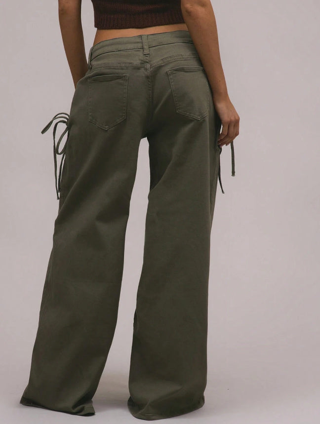 Low Waist Ruffled Adjustable Denim Women