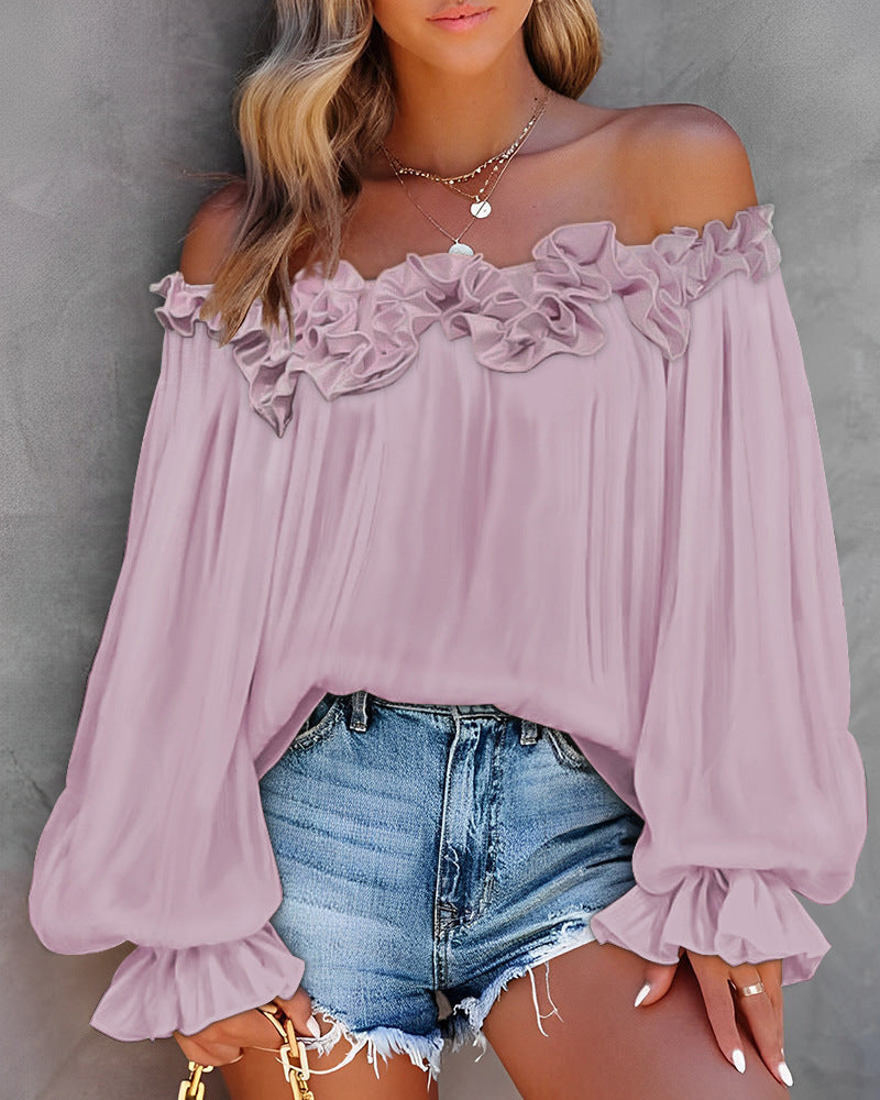 Early Spring Hot Selling New Elegant Style Casual Off Shoulder Long Sleeved Shirt For Women