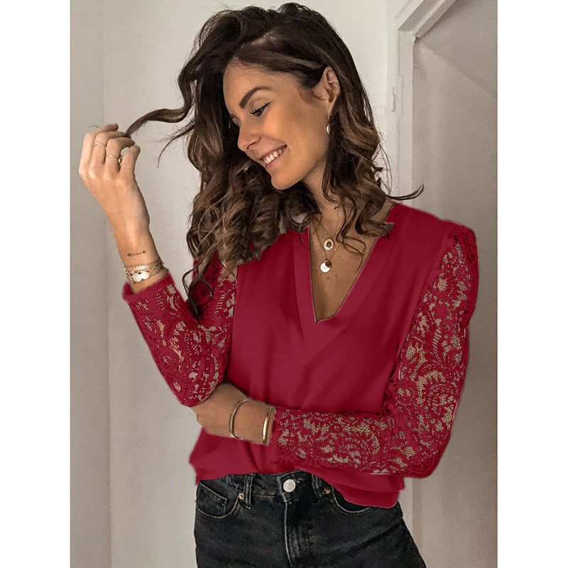 Long sleeve slim-fit bottoming shirt with stitching