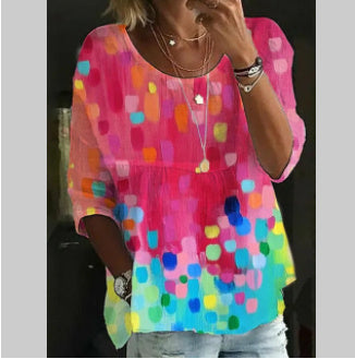 V Neck Printed Flare Sleeve T Shirt