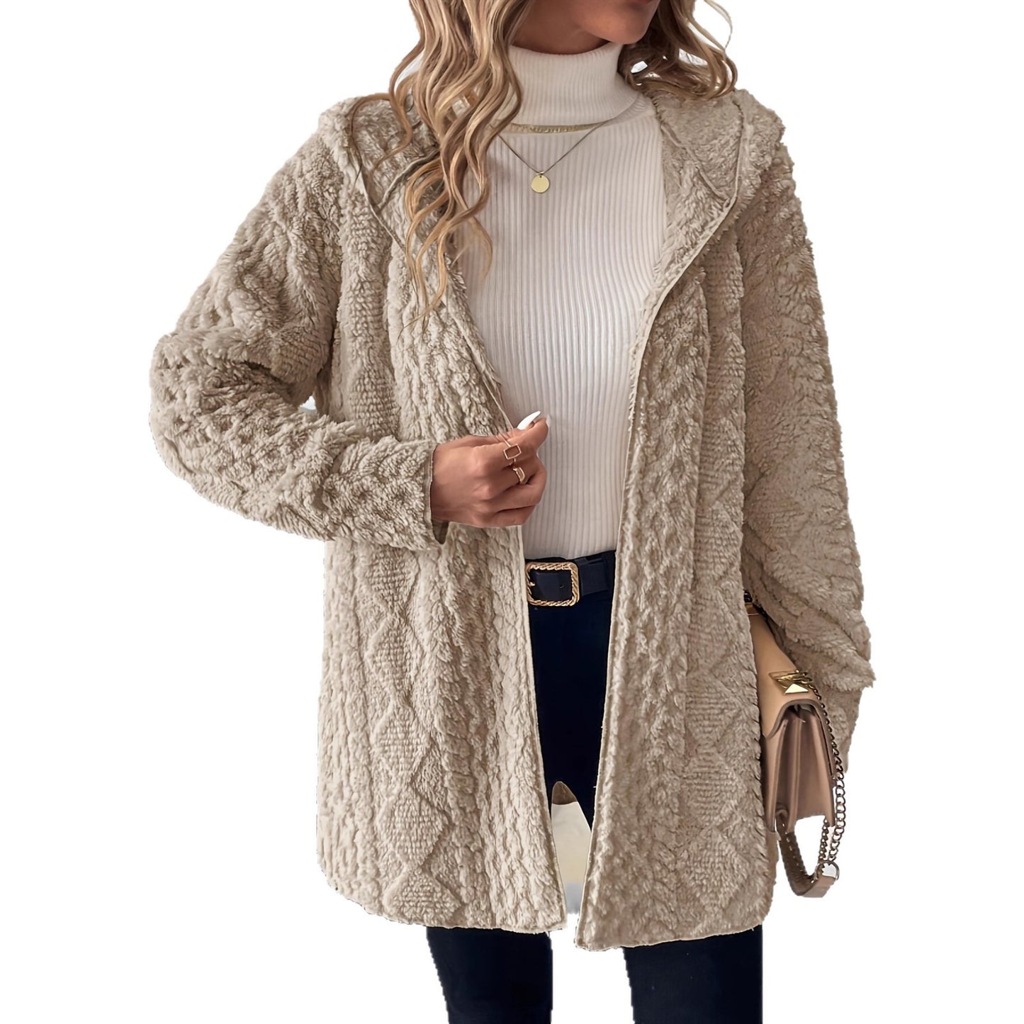 Women's Casual Solid Color Hooded Zipper Jacket