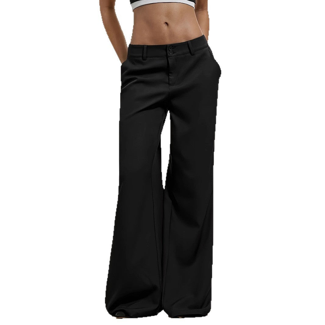 Cross-border Versatile Black Suit Casual Wide-leg Sickle Pants