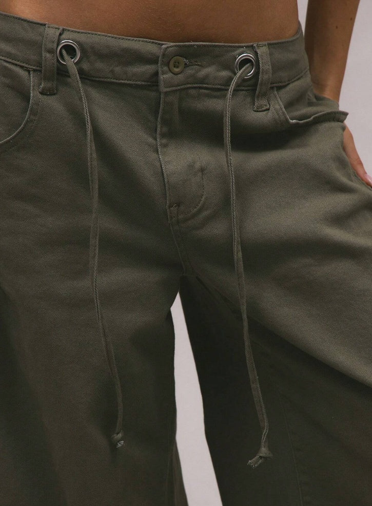 Low Waist Ruffled Adjustable Denim Women