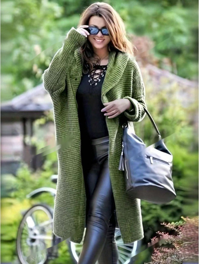 Solid Hooded Button Front Cardigan
