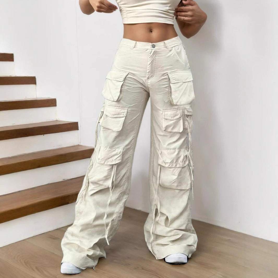 Functional American Multi-pocket High Street Wide-leg Casual Pants