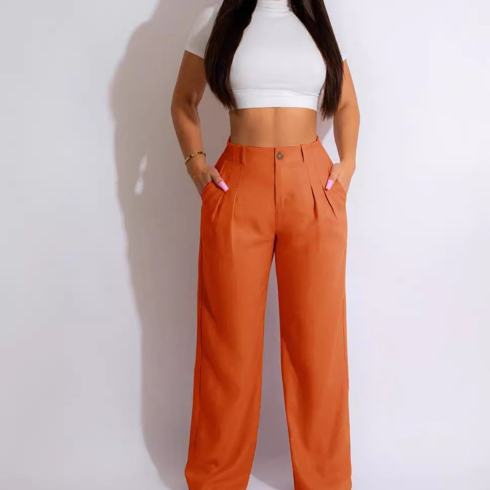 Women's Linen Cotton Casual Breathable Straight Trousers