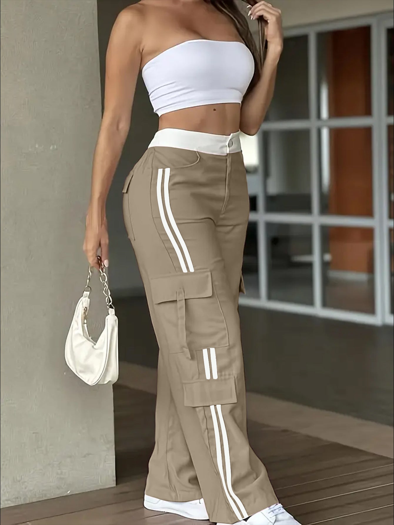 Side Stripes Straight-leg Pants European And American