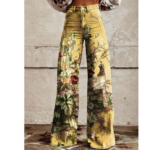 Plus Size Women's Casual Thin Wide Leg Imitation Jeans