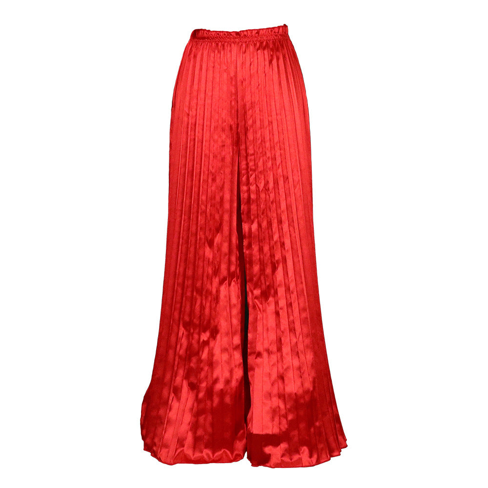 Women's Solid Color Casual Loose Pleated Wide-leg Trousers