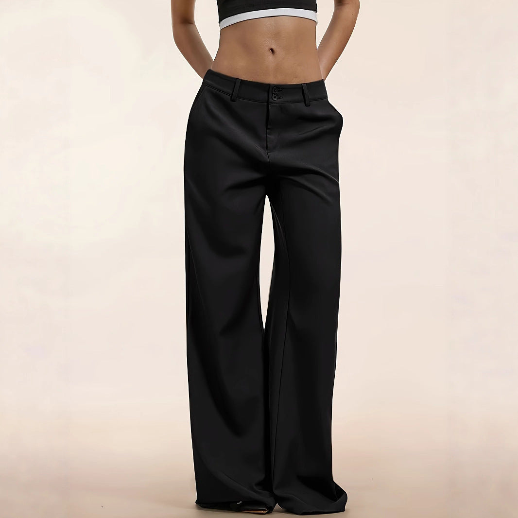 Cross-border Versatile Black Suit Casual Wide-leg Sickle Pants