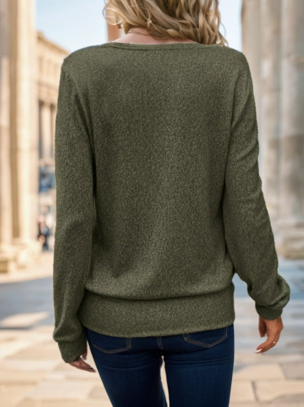 Clasi Solid Square Neck Sweatshirt,Long Sleeve Tops Graduation