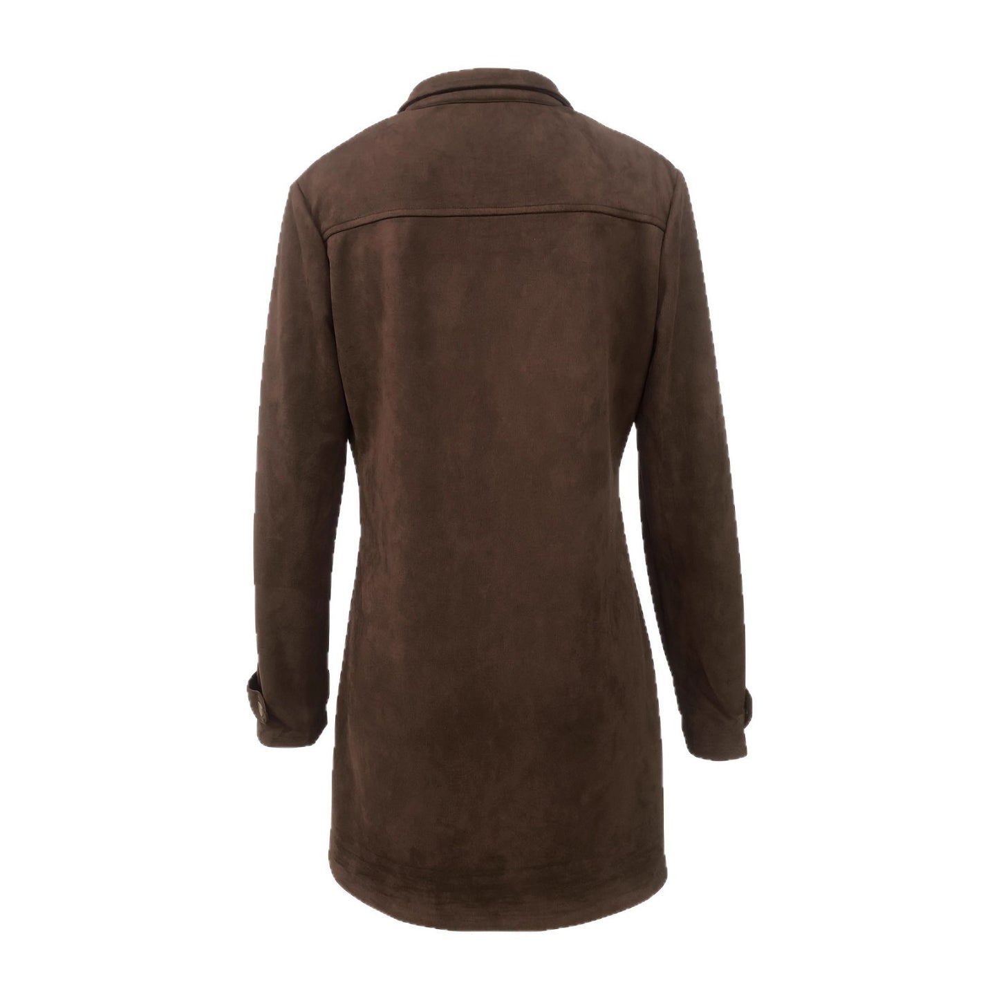 Women's Retro Lapels Brown Suede Casual Jacket
