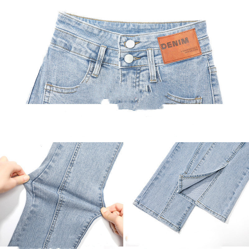 Jeans Women's High Waisted Wide-legged Micro-horn Mopping Pants