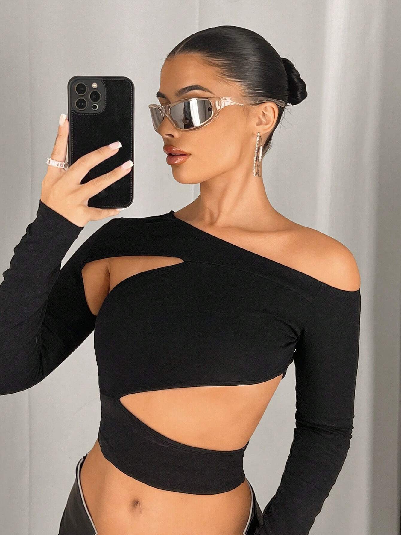 New Slim Fit Diagonal Collar Strapless Sexy Off-the-shoulder Navel T-shirt