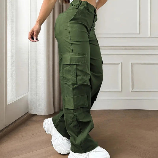 Women's Multi-pocket Fashion Loose High Waist Casual Cargo Pants